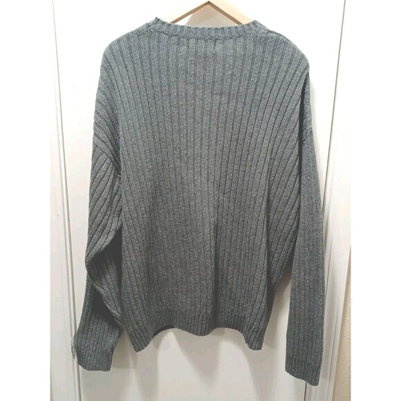 Towncraft Men's Gray Ribbed Knit Long Sleeve Pullover Sweater  Size XXL - Picture 2 of 6
